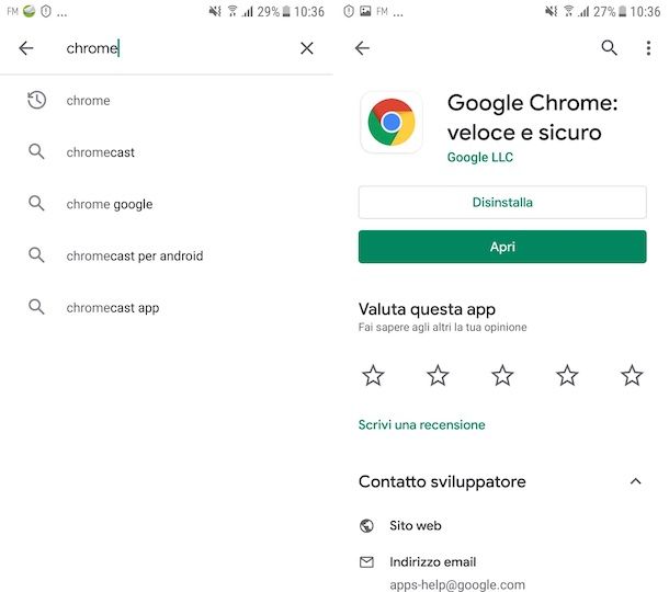 Installazione Chrome su Android