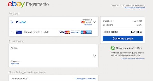 Pagare su eBay con PayPal