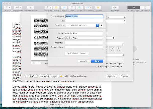 Stampante virtuale macOS