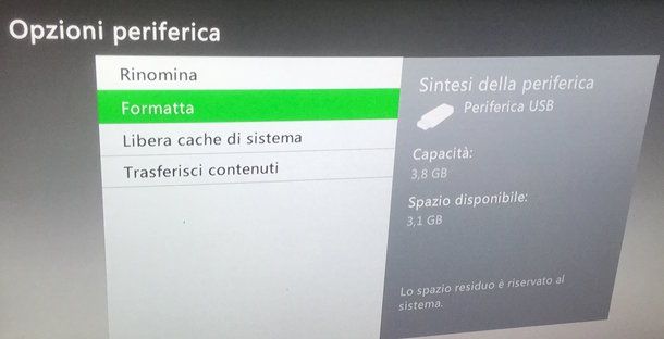 Chiavetta USB su Xbox 360