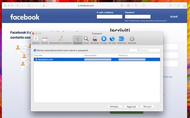 Come scoprire password Facebook senza cambiarla
