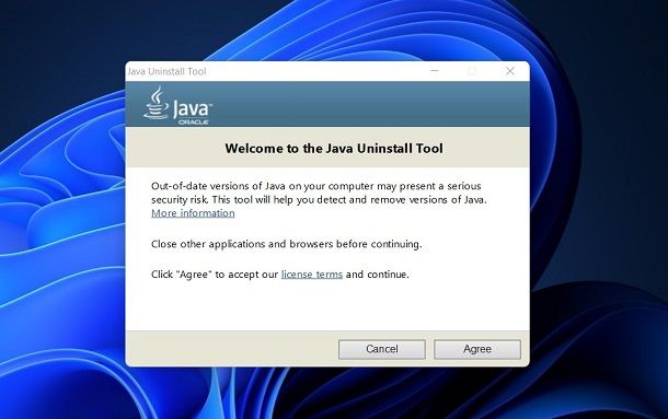 Come disinstallare aggiornamenti Java