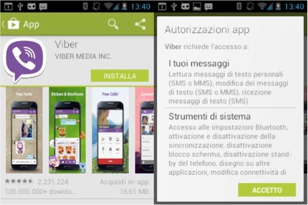 Screenshot che mostra come scaricare Viber gratis