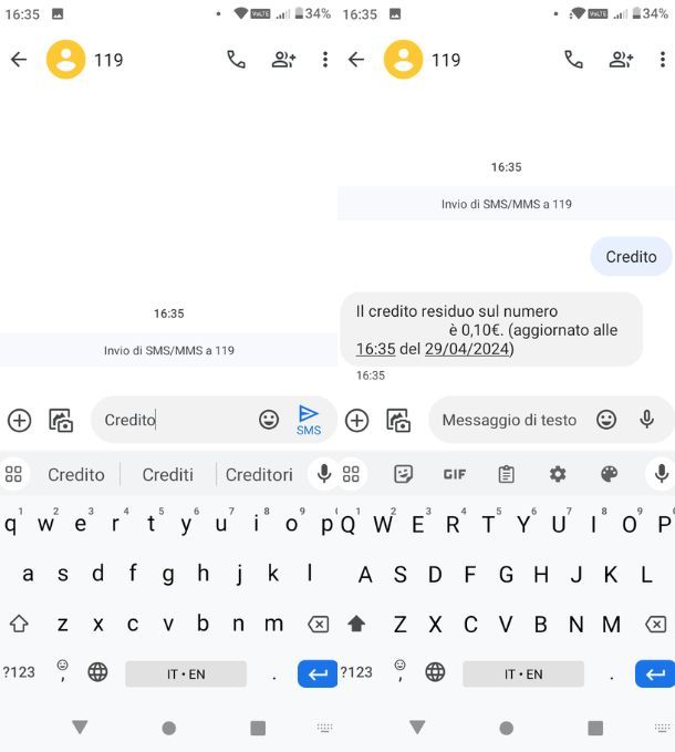 Conoscere il credito TIM con un SMS