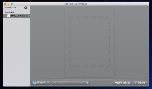 Screenshot che mostra come scannerizzare su Mac