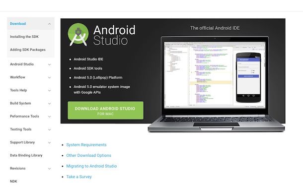 Screenshot che mostra come programmare app Android