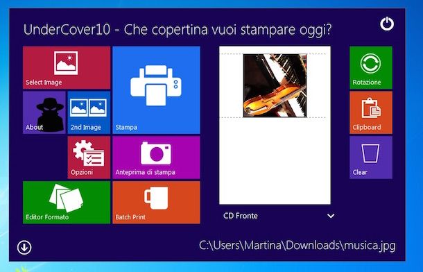 Screenshot che mostra come creare copertine CD