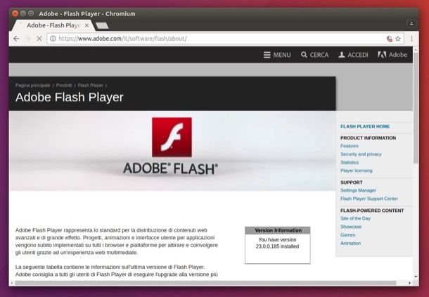 Come installare Flash Player Ubuntu
