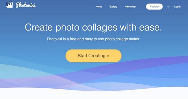 Screenshot che mostra come creare collage di foto con Photovisi
