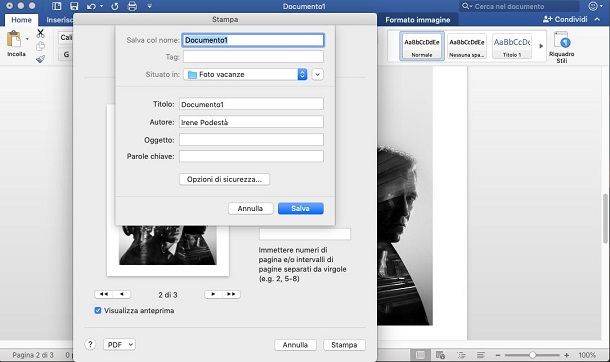 Trasformare foto in PDF con Word da Mac