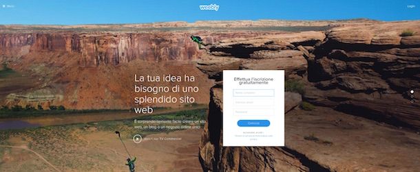 Screenshot che mostra come creare sito Internet gratis