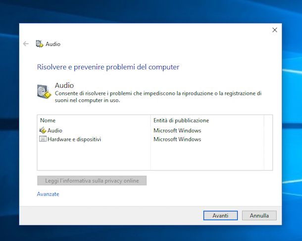 Audio Windows 8 Non Funziona