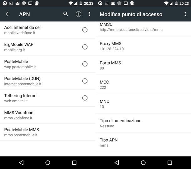 Come configurare MMS Vodafone