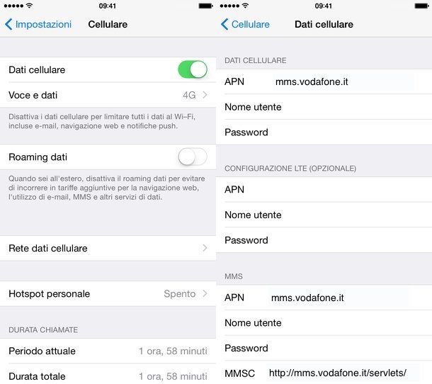 Configurare APN Vodafone su iOS
