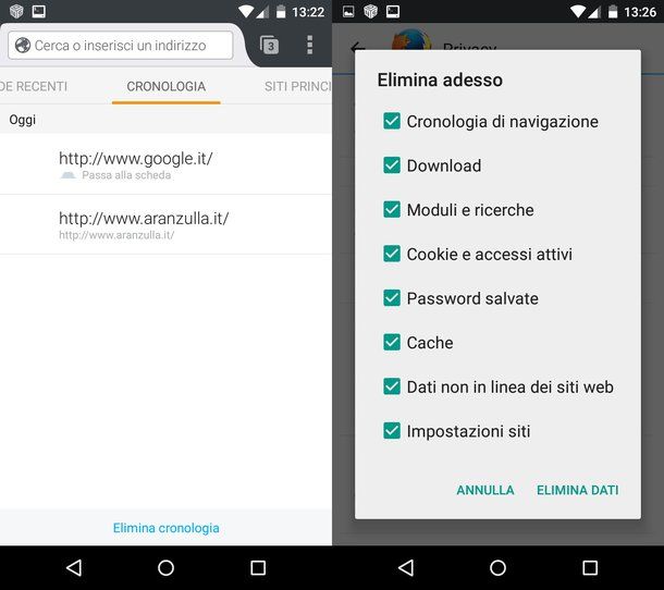 Come cancellare cronologia Firefox