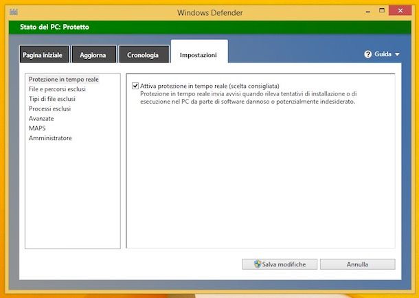 Come disinstallare Windows Defender