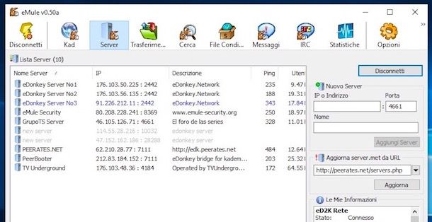 Come aggiornare lista server eMule