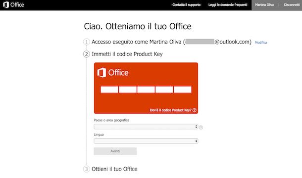 Download di Office 2013 dal sito Microsoft