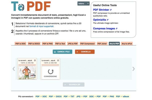 Come convertire file ePub in PDF