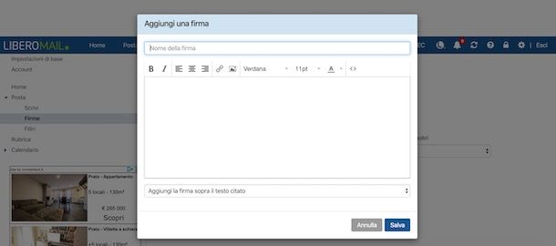 Come creare firma email Libero