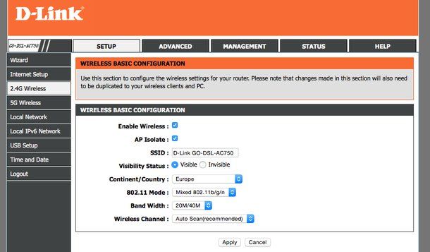 Modifica canale Wi-Fi router