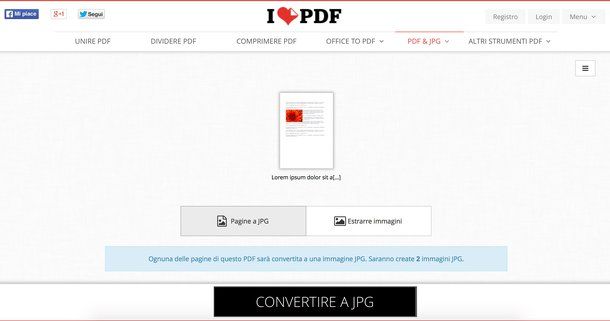 Come convertire PDF in JPEG