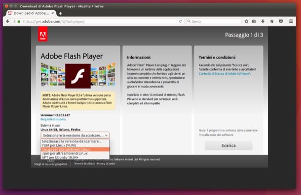 Come installare Flash Player Ubuntu