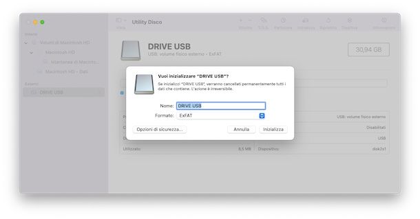 Formattare USB Mac