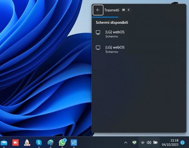 Miracast/Proiezione schermo (Windows)