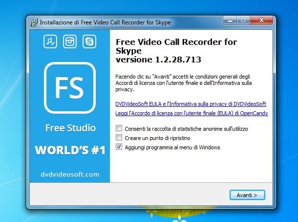 Screenshot che mostra come registrare video Skype