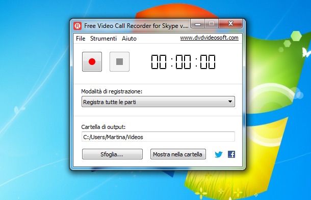 Screenshot che mostra come registrare video Skype