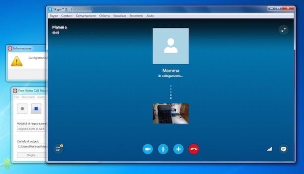 Screenshot che mostra come registrare video Skype