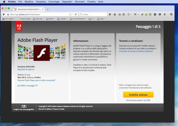 Screenshot che mostra come scaricare Flash Player gratis