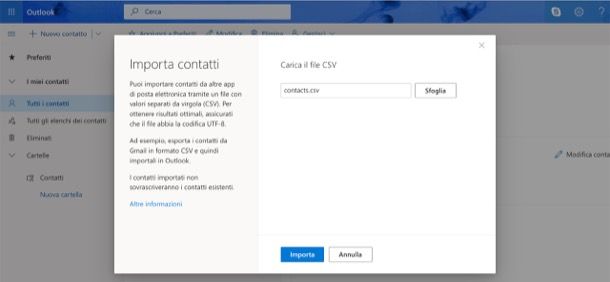 Sincronizzare contatti Gmail e Outlook