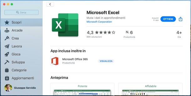 Scaricare Excel su Mac