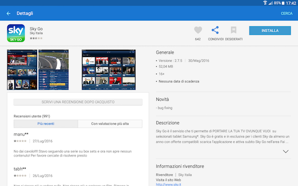 Come scaricare Sky Go per Android