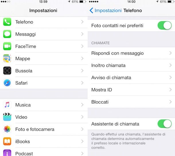 Screenshot che mostra come disattivare segreteria telefonica Wind