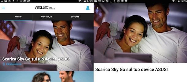 Screenshot che mostra come scaricare Sky Go per Android