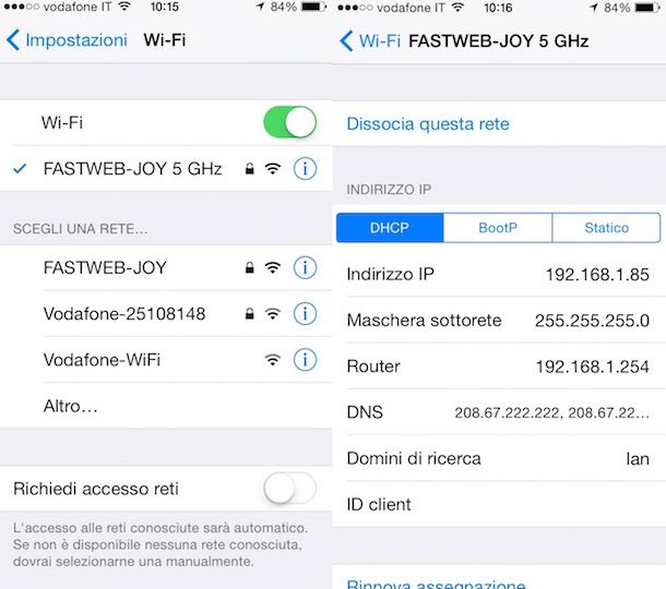 Cambiare DNS Fastweb su iPhone