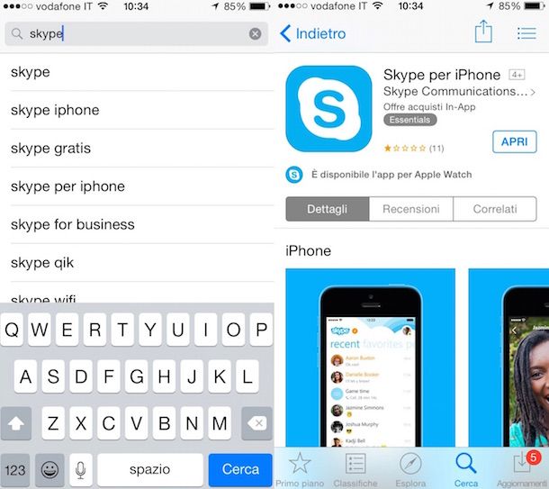 Screenshot che mostra come scaricare Skype gratis italiano