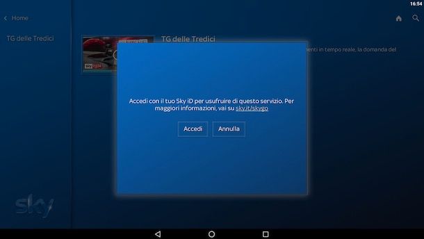 Accedere a Sky Go su Android