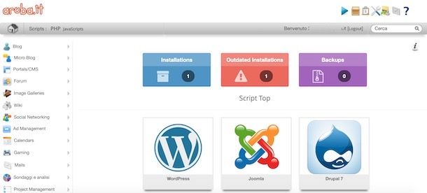 Creare un sito con Joomla su Aruba