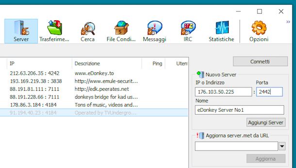 Aggiornare server eMule