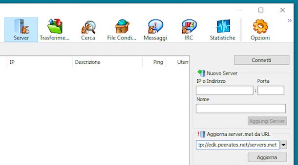 Aggiornare liste server eMule