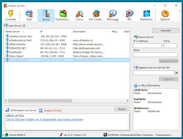 Aggiungere server eMule