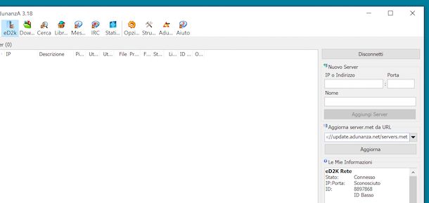 Aggiornare liste server eMule AdunanzA