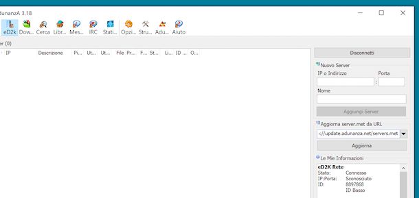 Aggiornare liste server eMule AdunanzA