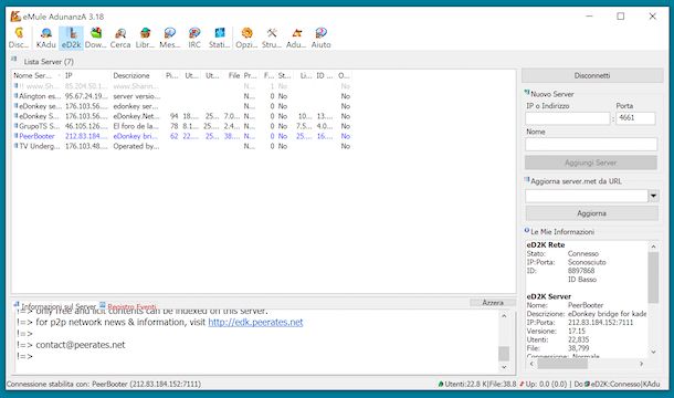 Aggiungere server eMule AdunanzA