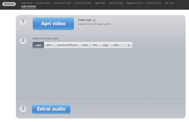 Audio Extractor di 123apps