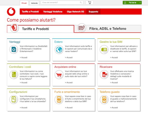 Supporto Vodafone